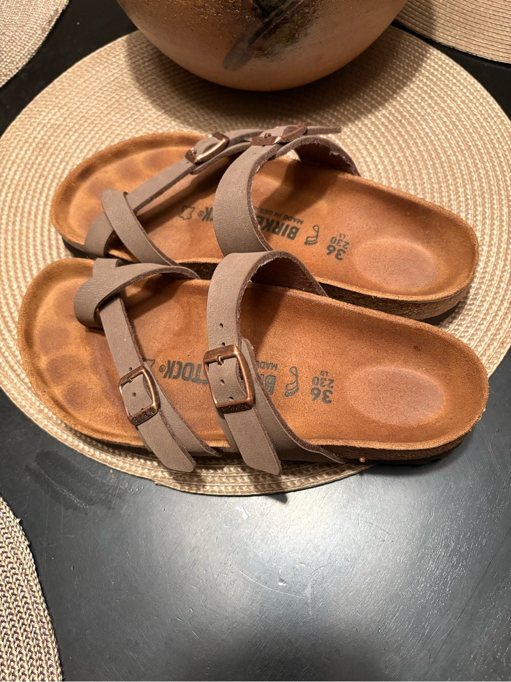Birkenstock Women Brown Double-Buckle Slide Sandals